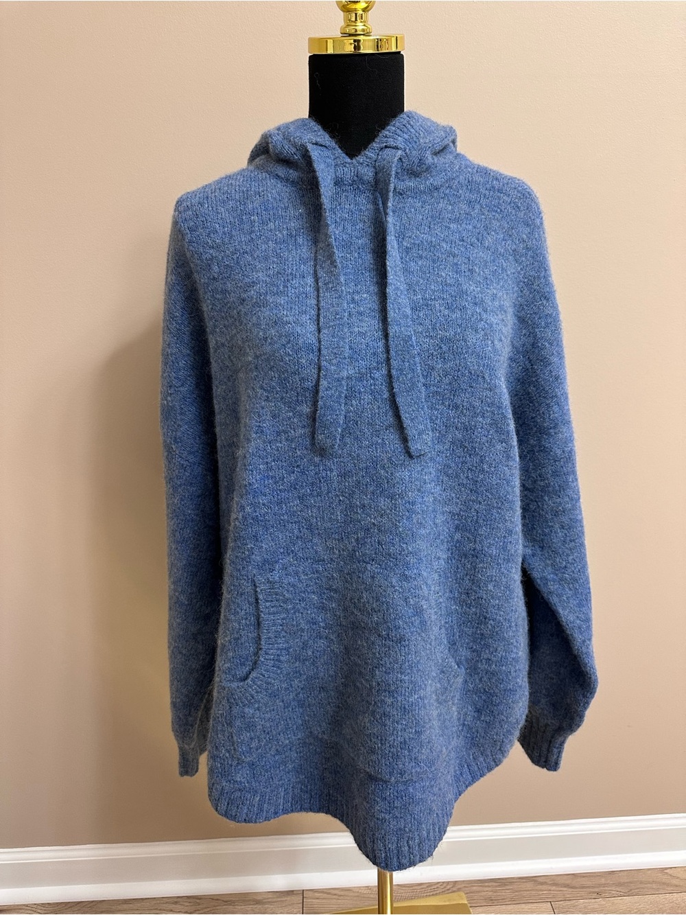 NWT Madewell  Cozy Blue Hooded Women's Sweater Wool blend Size XL